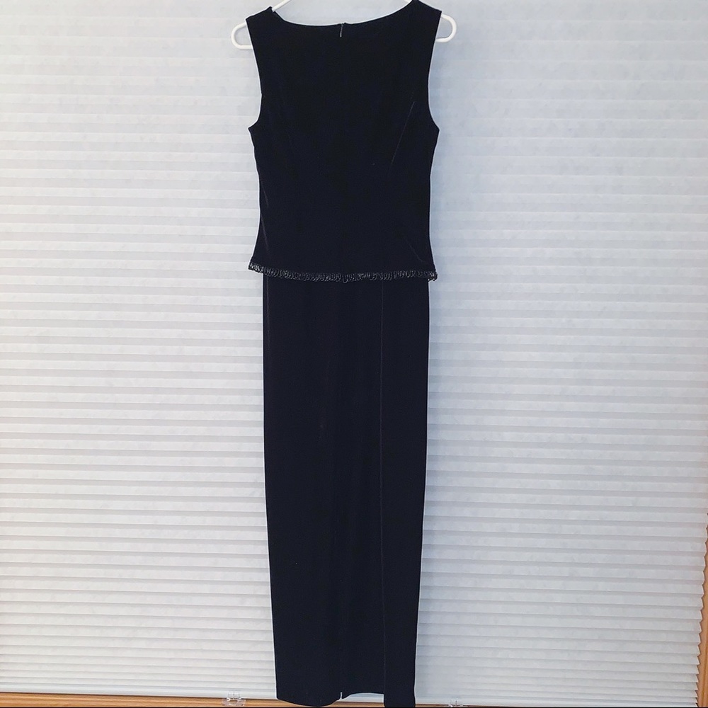 TEDDI evening gown, black velvet w beading - sz 6